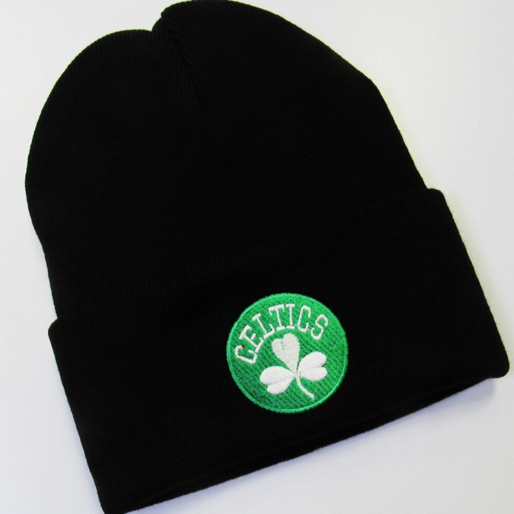Unisex Black Knit Winter Fold Over Beanie Ski Hat Boston Celtics